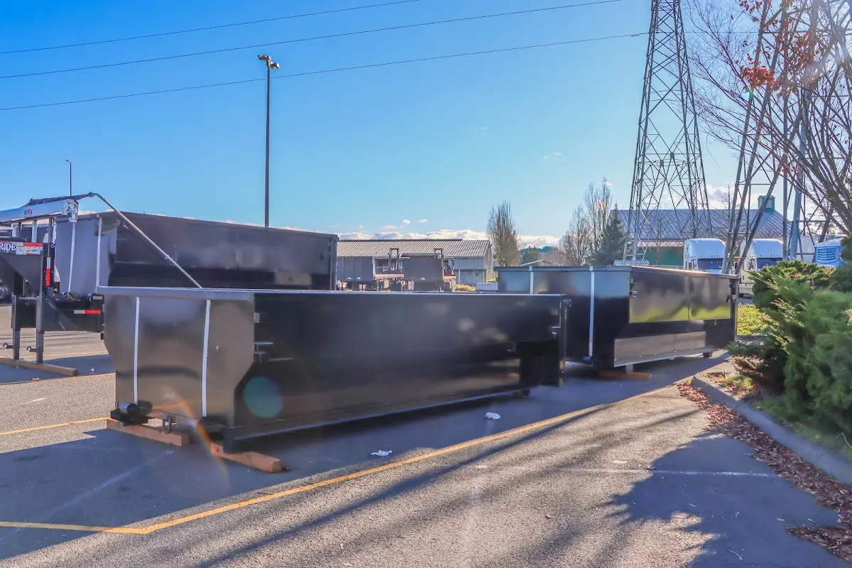 Roll-off dumpster ready for waste disposal at job site for Roofing Dumpster Rental in White Knoll